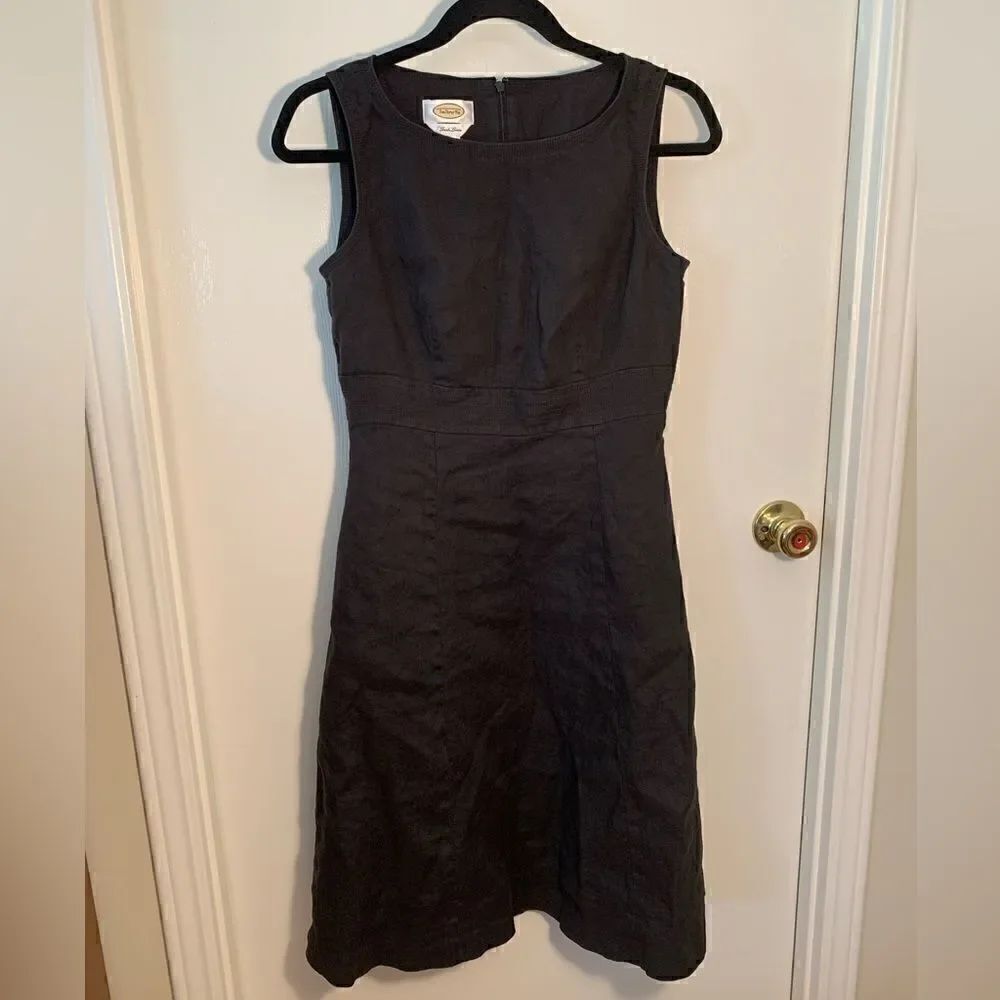 Talbots GUC black Irish linen lined sleeveless dress Size 4